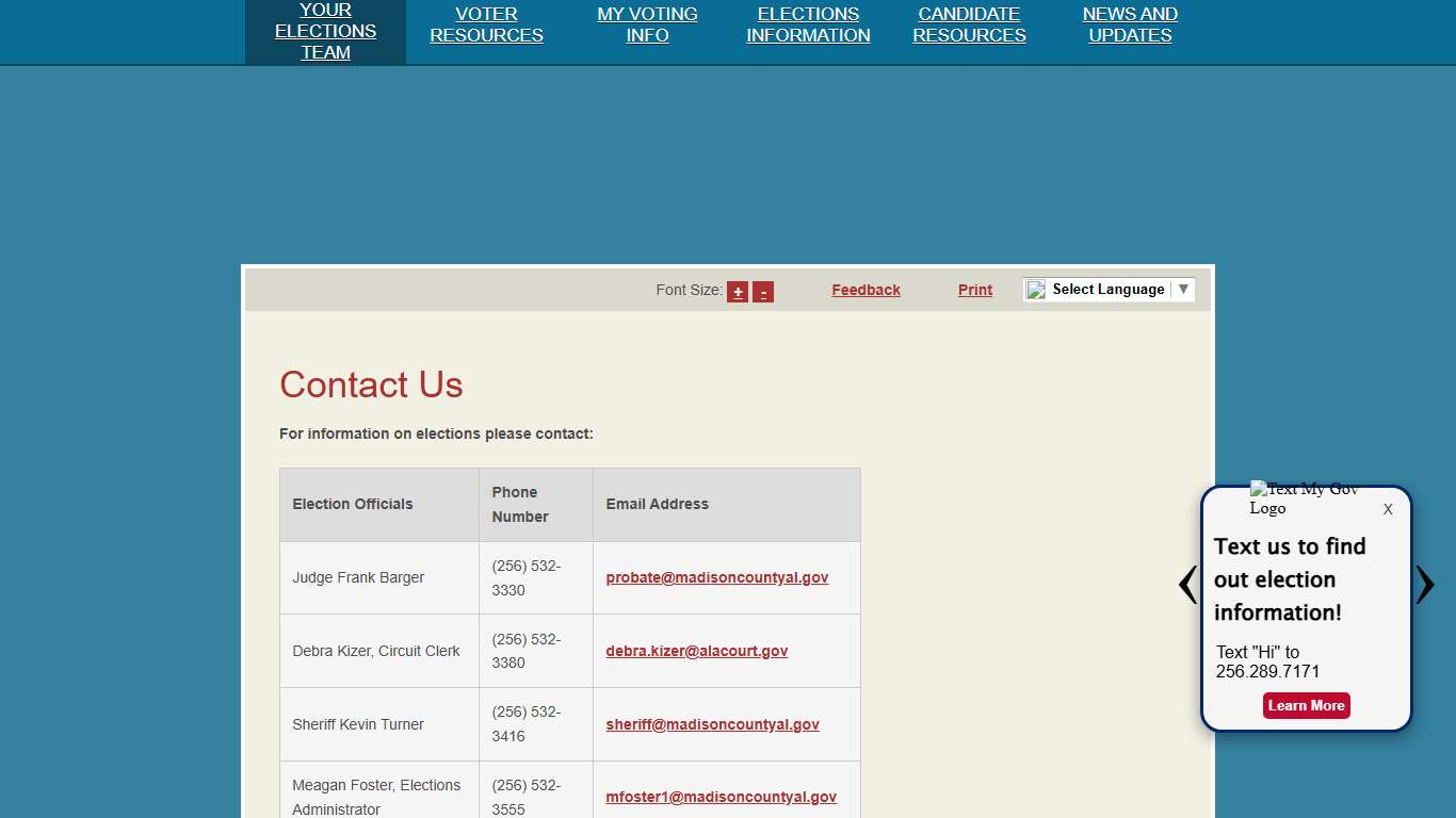 Madison County, AL Elections